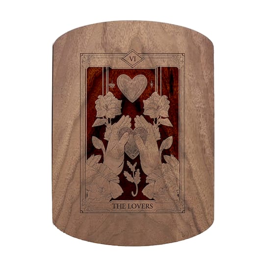 11" x 8" The Lovers Tarot Walnut Oval Cutting Board